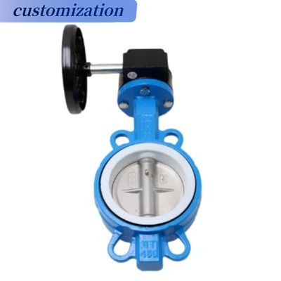 Универсальный ANSI 150lb DIN pn16 JIS 10K Wafer Type Алюминиевая ручка Wormgear Butterfly Valve