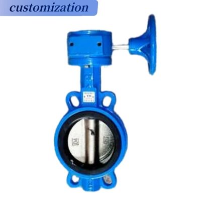 Универсальный ANSI 150lb DIN pn16 JIS 10K Wafer Type Алюминиевая ручка Wormgear Butterfly Valve